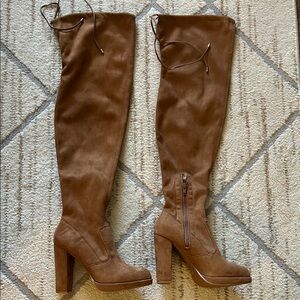 Gianni Bini Over-the-Knee Suede Boots in Brown